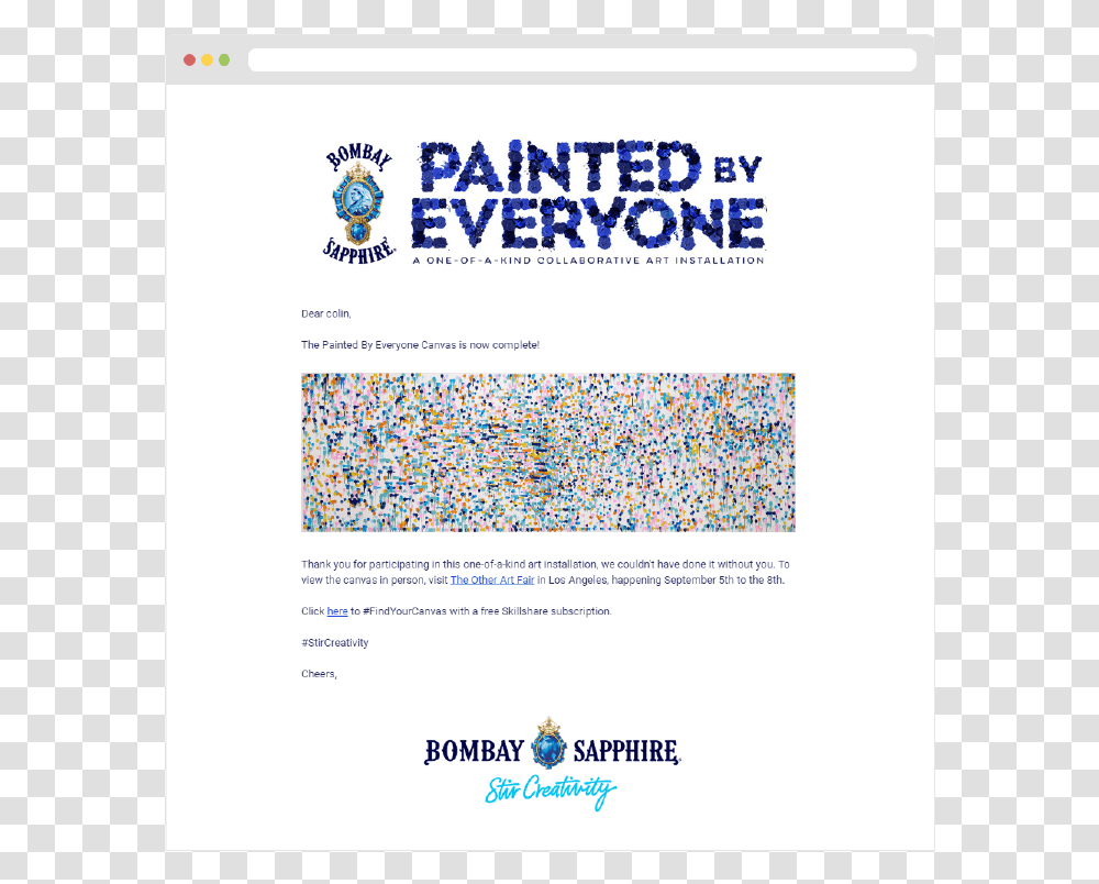 Paintedbyeveryone Email2 Takeaway 001 V001 01 Bombay Sapphire, Page, Advertisement, Poster Transparent Png