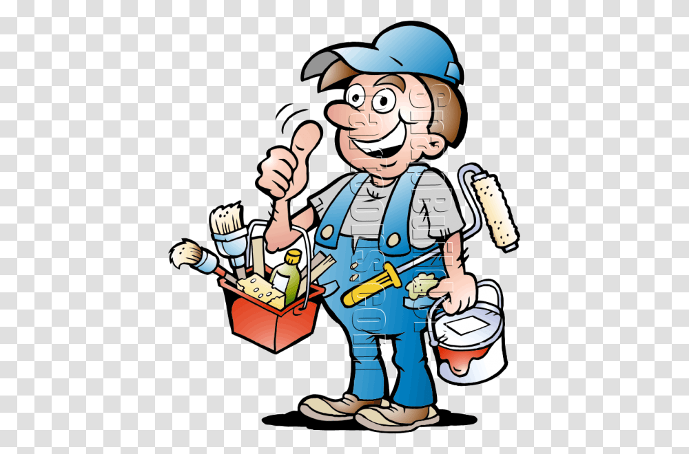 Painter Handyman With Painting Supplies, Person, Human, Performer, Magician Transparent Png