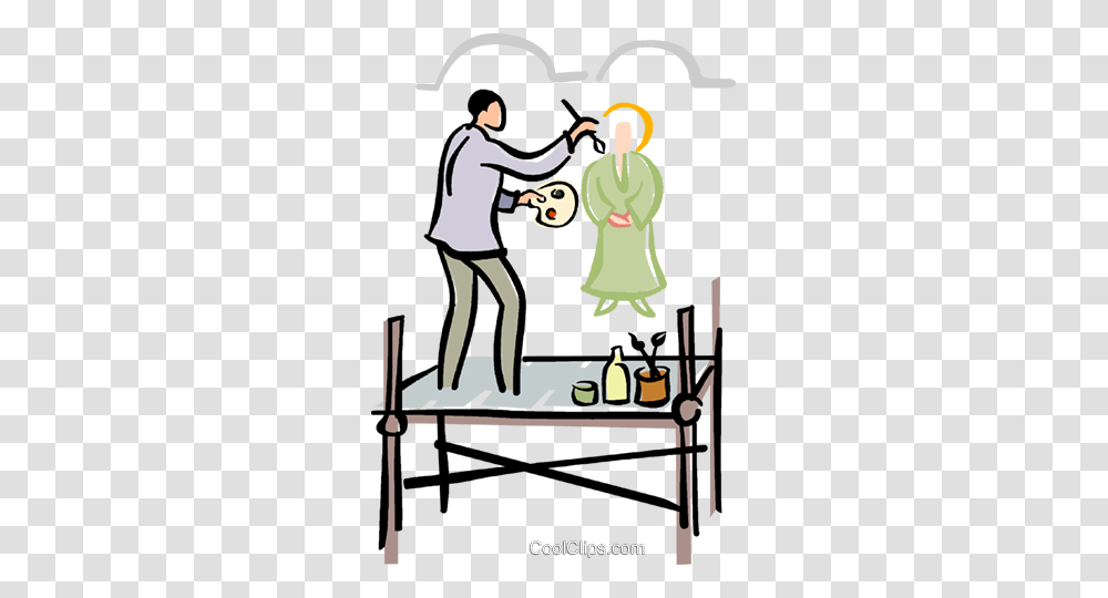 Painter Painting A Mural Royalty Free Vector Clip Art Illustration, Poster, Advertisement, Female, Teacher Transparent Png