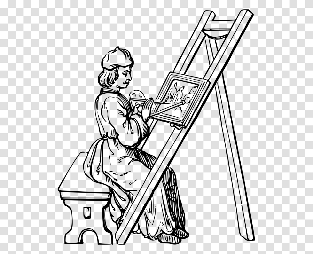 Painting Line Art Painter Drawing, Gray, World Of Warcraft Transparent Png