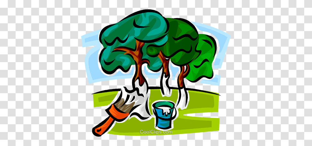 Painting Trees To Avoid Insect Damage Royalty Free Vector Clip Art, Outdoors, Graffiti, Drawing Transparent Png