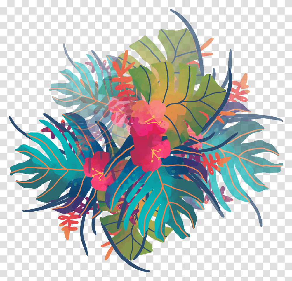 Painting Tropics Plants Transprent Watercolor Tropical Watercolor Tropical Flowers, Ornament, Pattern, Fractal, Graphics Transparent Png