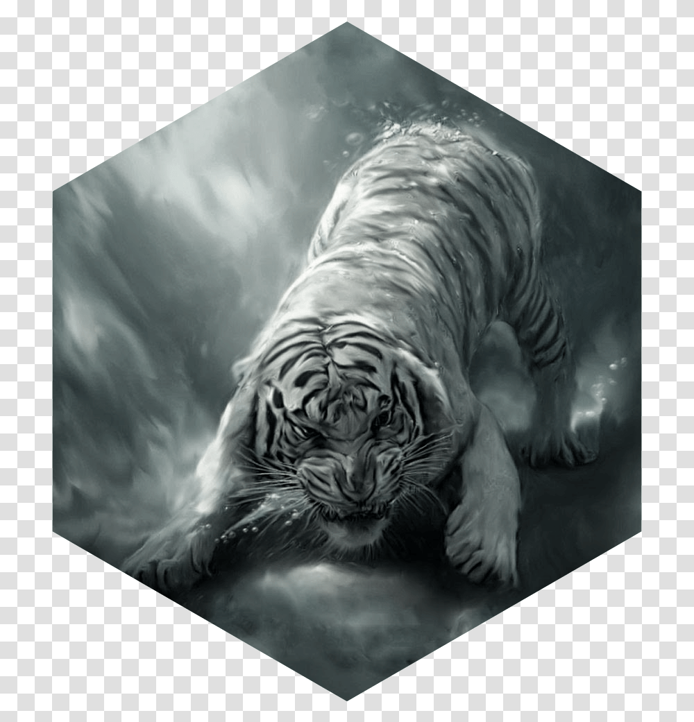 Painting White Tiger Angry Siberian Tiger In Water, Wildlife, Mammal, Animal Transparent Png