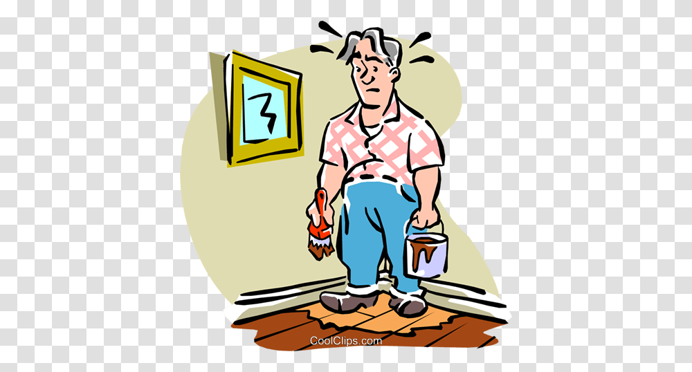 Painting Yourself Into A Corner Royalty Free Vector Clip Art, Person, Cleaning, Washing, Outdoors Transparent Png