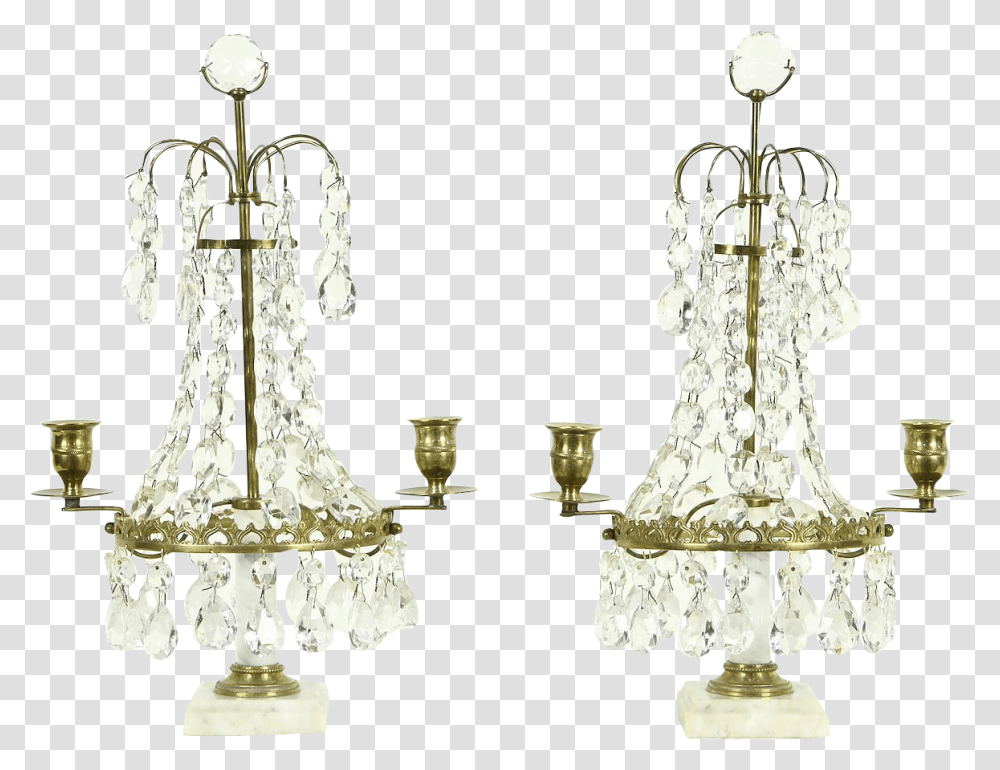 Pair 1900 Antique Candelabra Marble Brass Amp Crystal Earrings, Chandelier, Lamp Transparent Png
