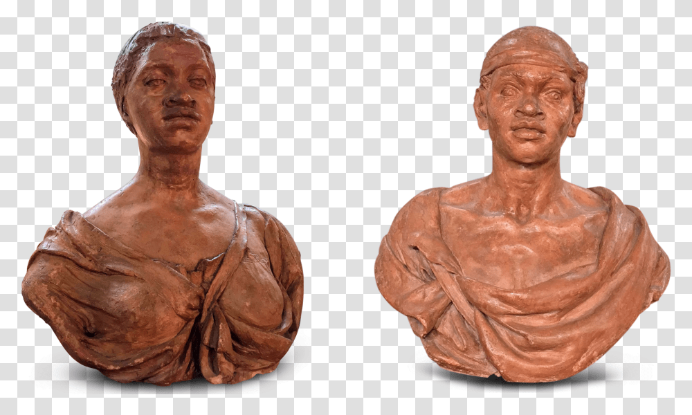Pair 19th Century Terracotta Sculptures Bust, Bronze, Figurine, Person Transparent Png