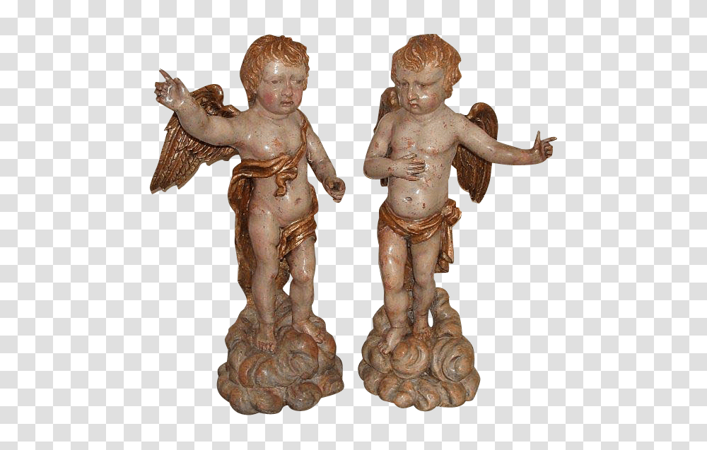 Pair Of Baroque Angels Northern Italy First Half Of Century, Bronze, Figurine, Sculpture Transparent Png
