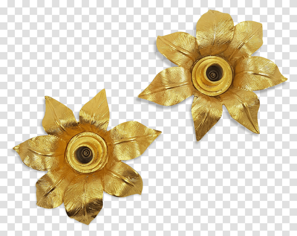 Pair Of Candlesticks Golden Flower Les Collectionnables Artificial Flower, Brooch, Jewelry, Accessories, Accessory Transparent Png