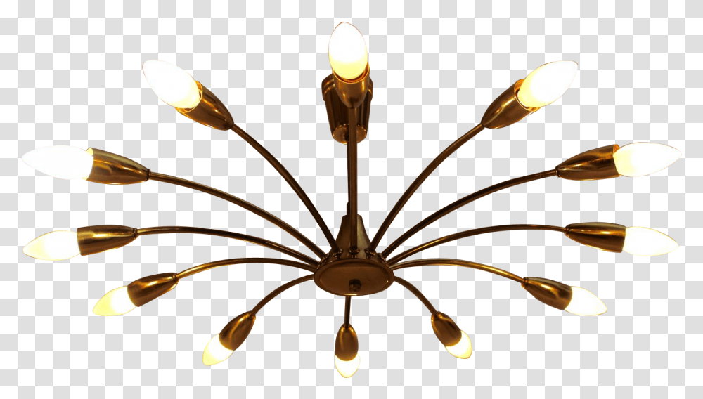Pair Of Stilnovo Style Twelve Arm Chandeliers Clipart Ceiling, Lamp, Ceiling Light, Light Fixture Transparent Png