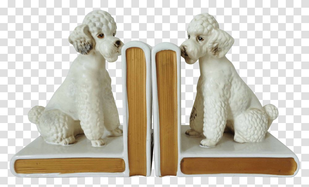 Pair Of Vintage Lefton Pottery French Poodle Bookends Toy Poodle, Figurine, Wood, Furniture, Ivory Transparent Png