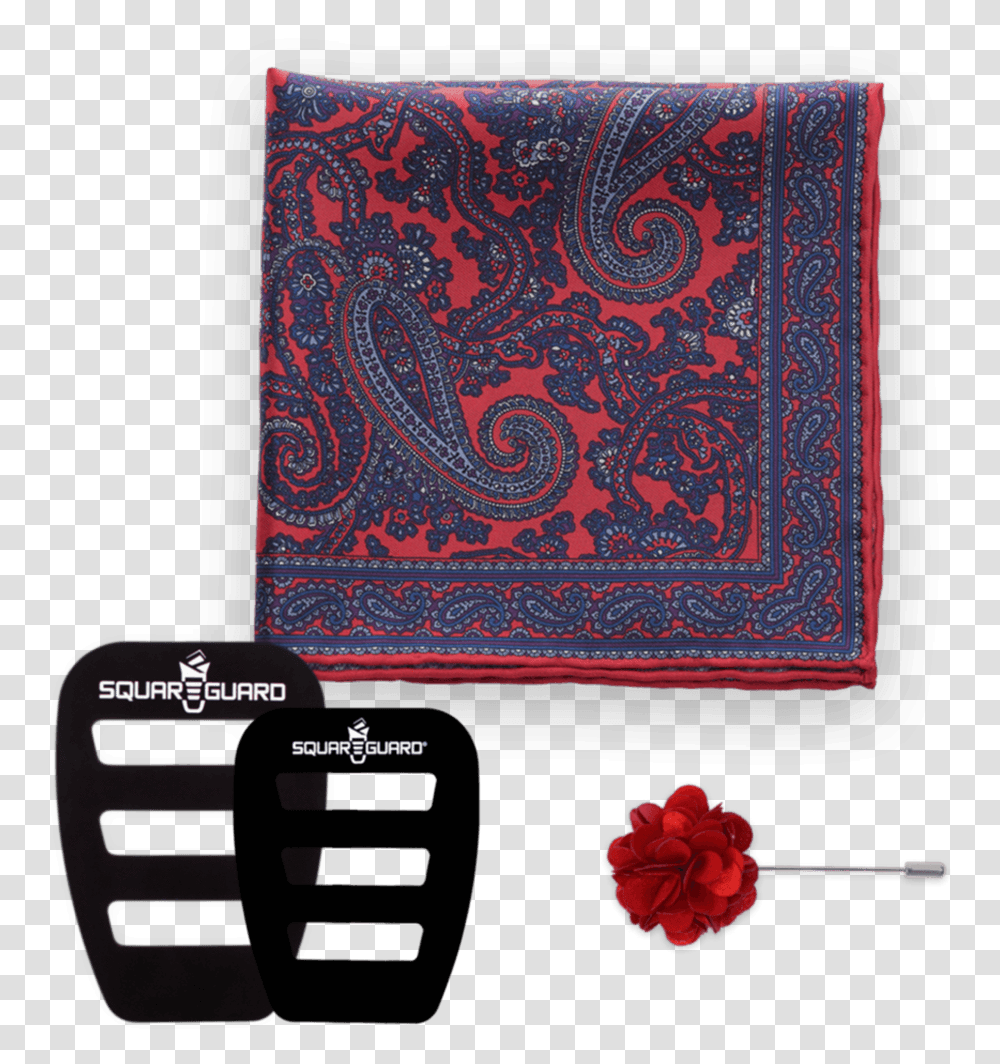 Paisley Red Square And Red Lapel Pin 1 Amp 1 Set Paisley, Apparel, Pattern, Hat Transparent Png
