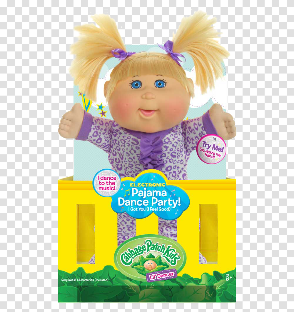 Pajama Dance Party Cabbage Patch Doll Cabbage Patch Kid Blonde Hair Blue Eyes, Toy, Person, Human, Advertisement Transparent Png
