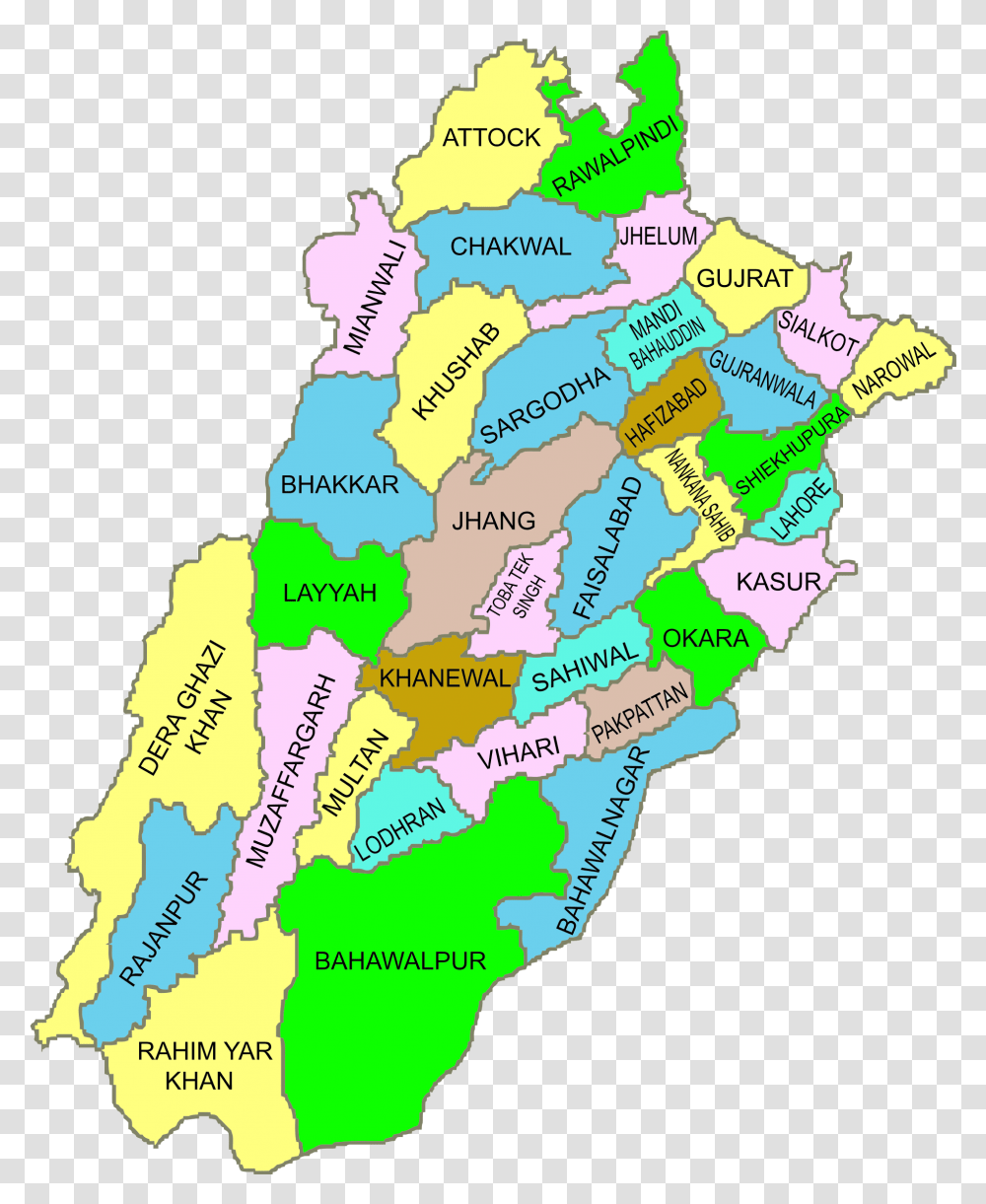 Pakistan Map Map Of Punjab Districts Pakistan, Diagram, Plot, Atlas Transparent Png
