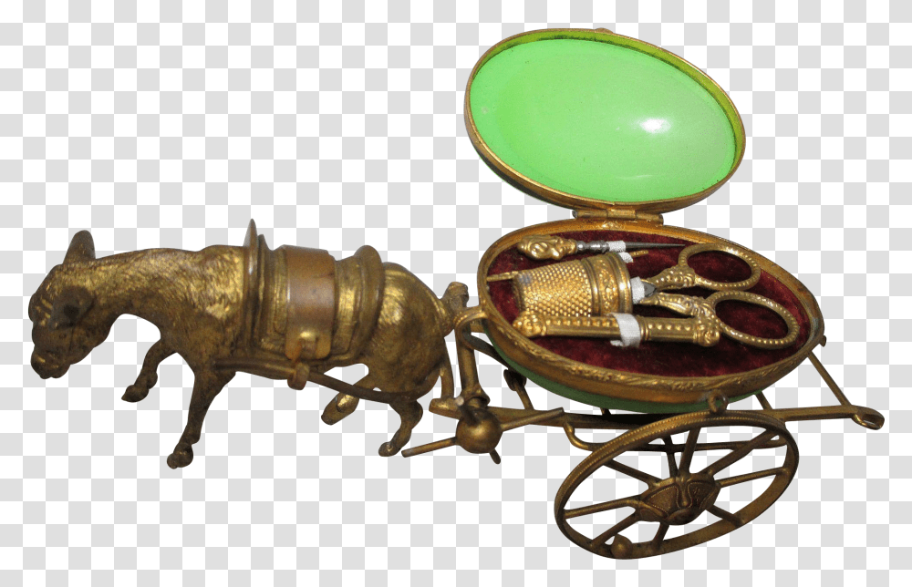 Palais Royal Etui Brass Donkey Pulling Green Opaline, Lobster, Bronze, Furniture, Gold Transparent Png