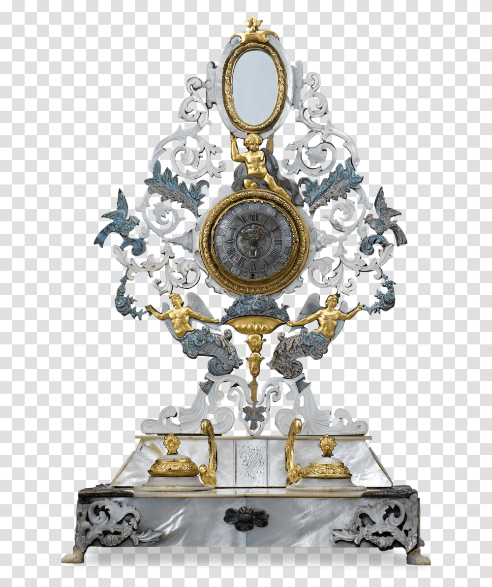 Palais Royal Inkwell And Desk Clock Trophy, Furniture, Gold, Throne, Bronze Transparent Png