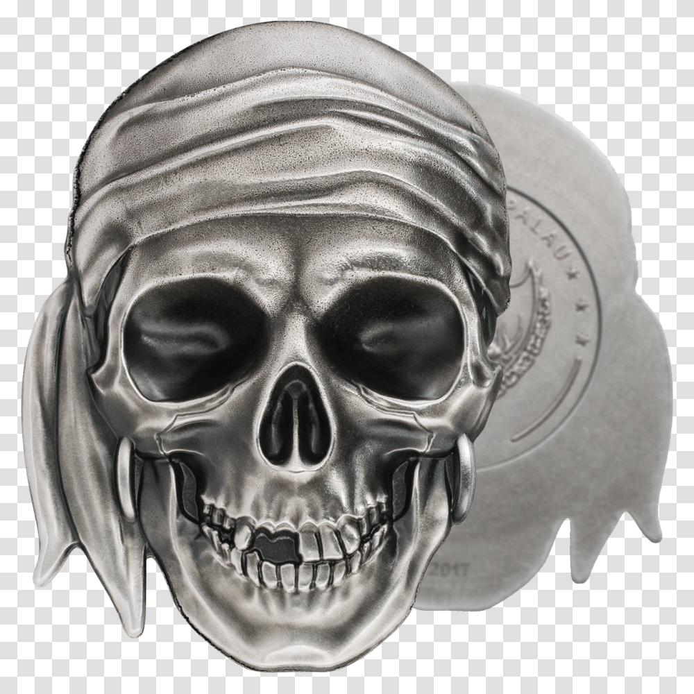 Palau 2017 Pirate Skull Antique Finish Silver Coin, Head, Person, Skin, Face Transparent Png