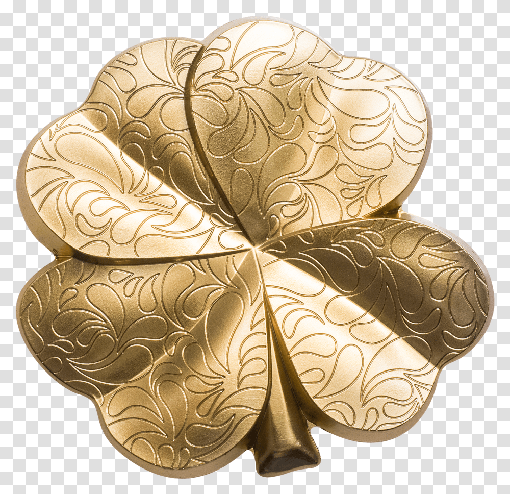 Palau 2020 5 Dollars Silver Fortune Four Leaf Clover Gilded Trifoi Cu Patru Foi Floare, Gold, Bronze, Plant, Fungus Transparent Png