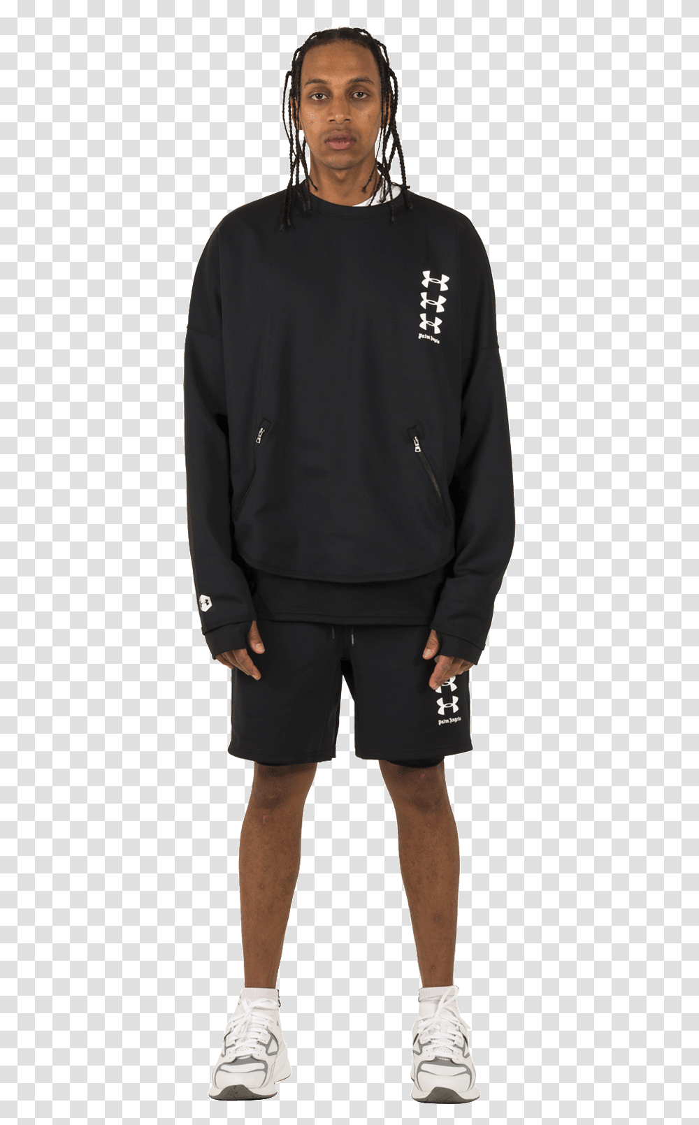 Palm Angels Sweaters Loose Crewneck X Under Armour, Apparel, Person, Human Transparent Png