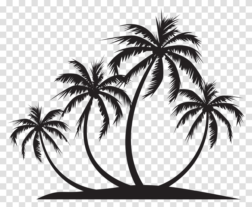 Palm Island Silhouette Clip Art, Plant, Tree, Palm Tree Transparent Png