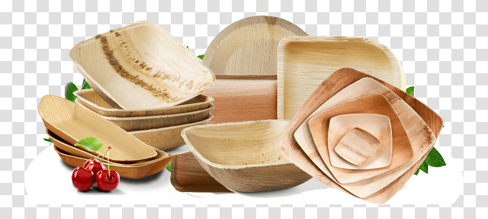 Palm Leaf Plates Set, Bowl, Wood, Plant, Pottery Transparent Png