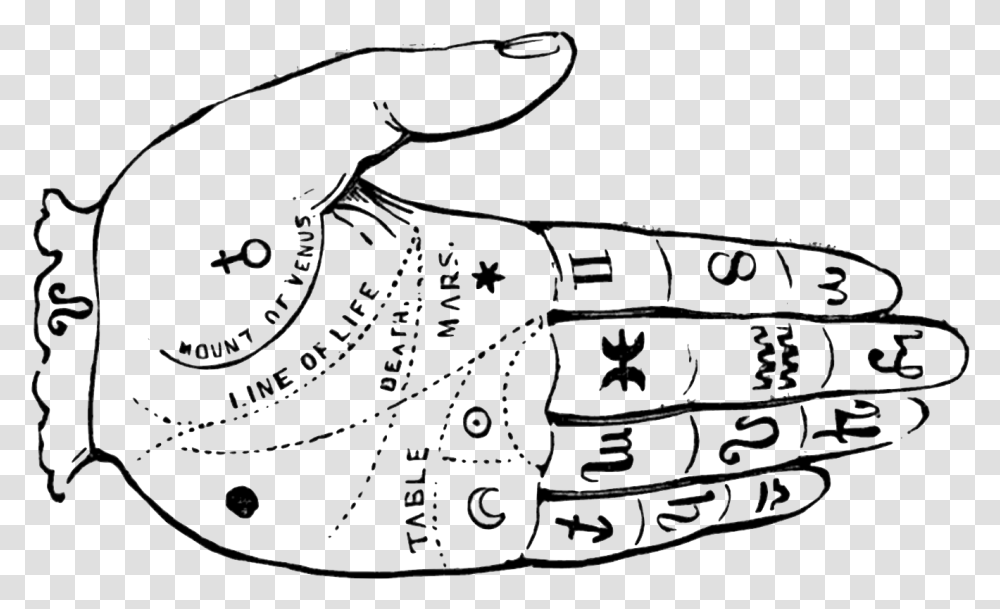 Palm Reading Diagram Fortune Teller Hand, Apparel, Footwear, Boot Transparent Png