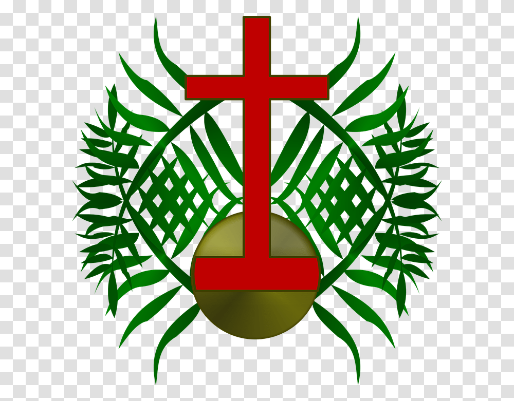 Palm Sunday Logo Free Vector Graphic On Pixabay Religion, Cross, Symbol, Green, Plant Transparent Png
