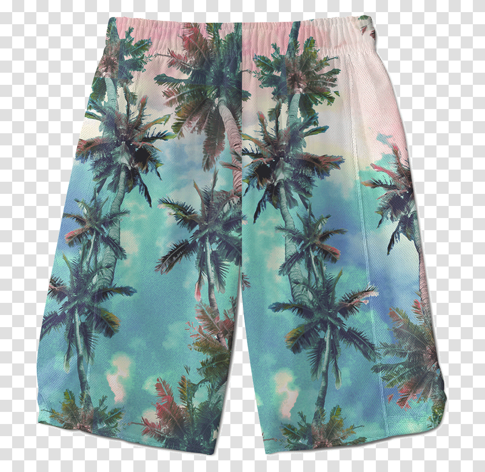 Palm Sunset Shorts Board Short, Long Sleeve, Dress, Painting Transparent Png