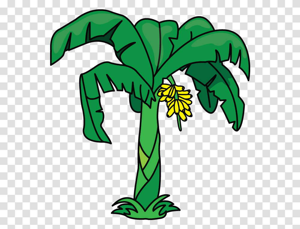 Palm Tree Banana Tree Easy To Draw, Green, Plant, Flower, Blossom Transparent Png