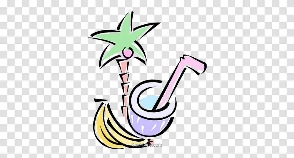 Palm Tree Bananas And A Coconut Drink Royalty Free Vector Clip, Anchor, Hook, Star Symbol Transparent Png