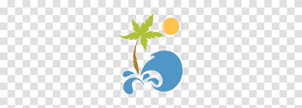 Palm Tree Beach Sticker, Floral Design, Pattern Transparent Png