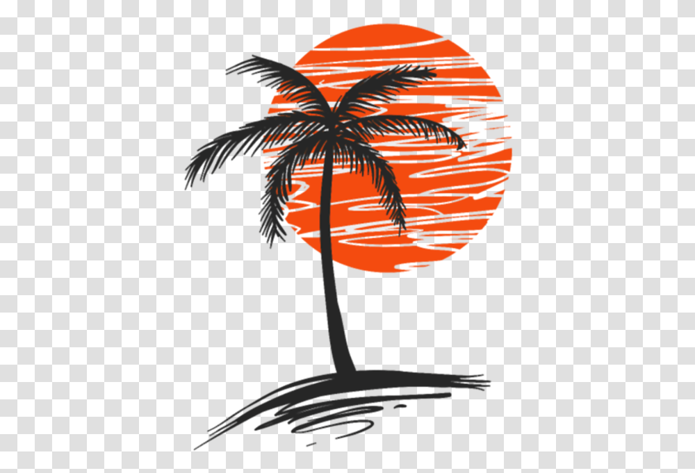 Palm Tree Beer Label Palm Tree Sun Silhouette, Bird, Animal, Art, Plant Transparent Png