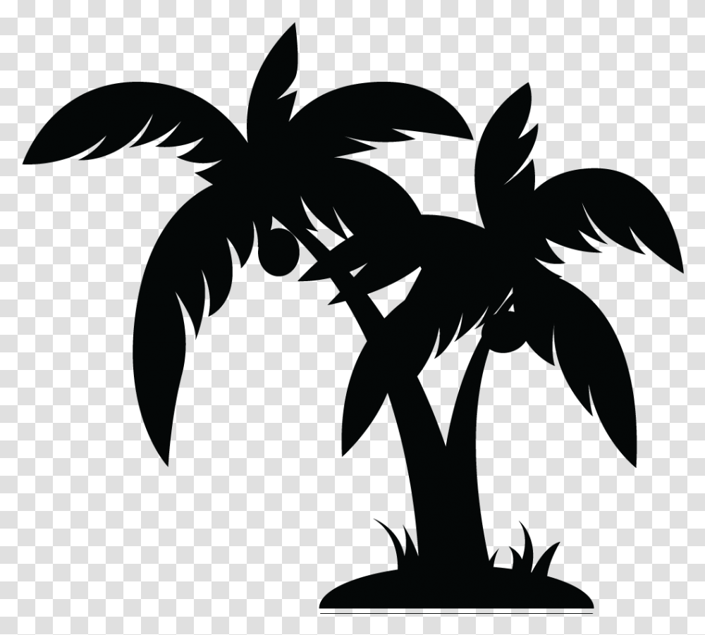Palm Tree Clipart Black And White Palm Tree Vector, Outdoors, Nature, Plant, Beach Transparent Png