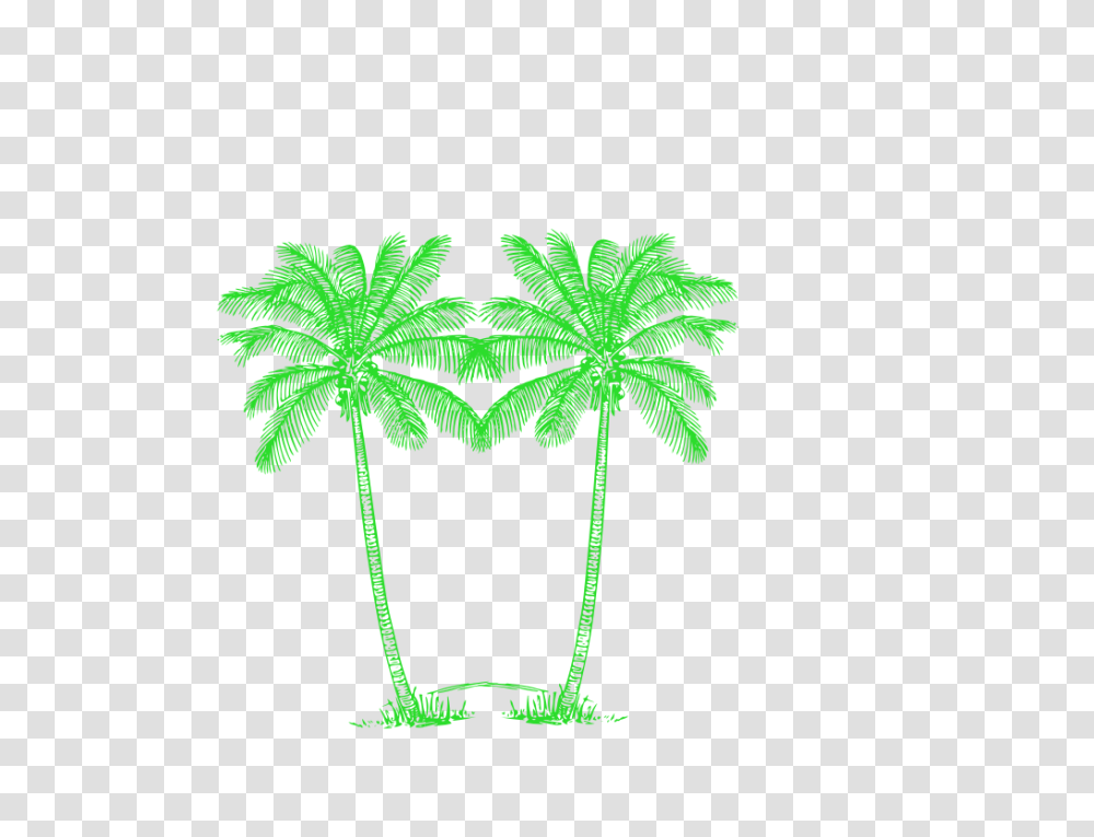 Palm Tree Clipart Double Green Palm Tree, Plant, Arecaceae, Leaf, Flower Transparent Png