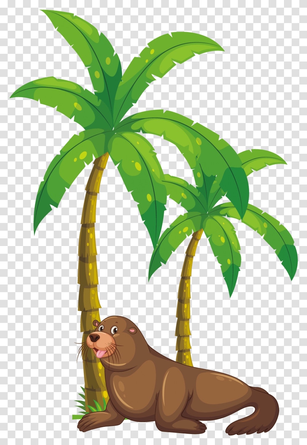 Palm Tree Clipart Kerala Coconut Tree Clipart Monkey Eating Banana, Plant, Arecaceae, Vegetation, Mammal Transparent Png
