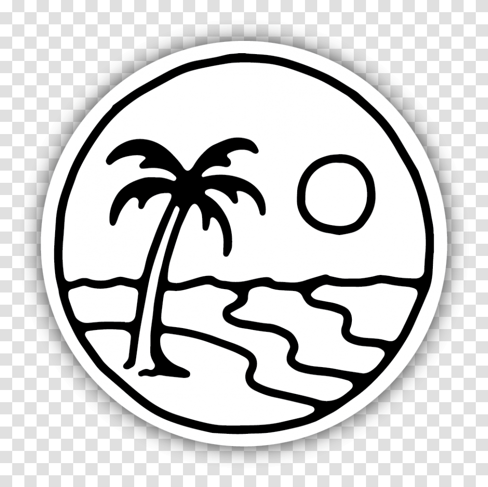 Palm Tree Drawing Stickers Black And White, Stencil, Plant, Label Transparent Png