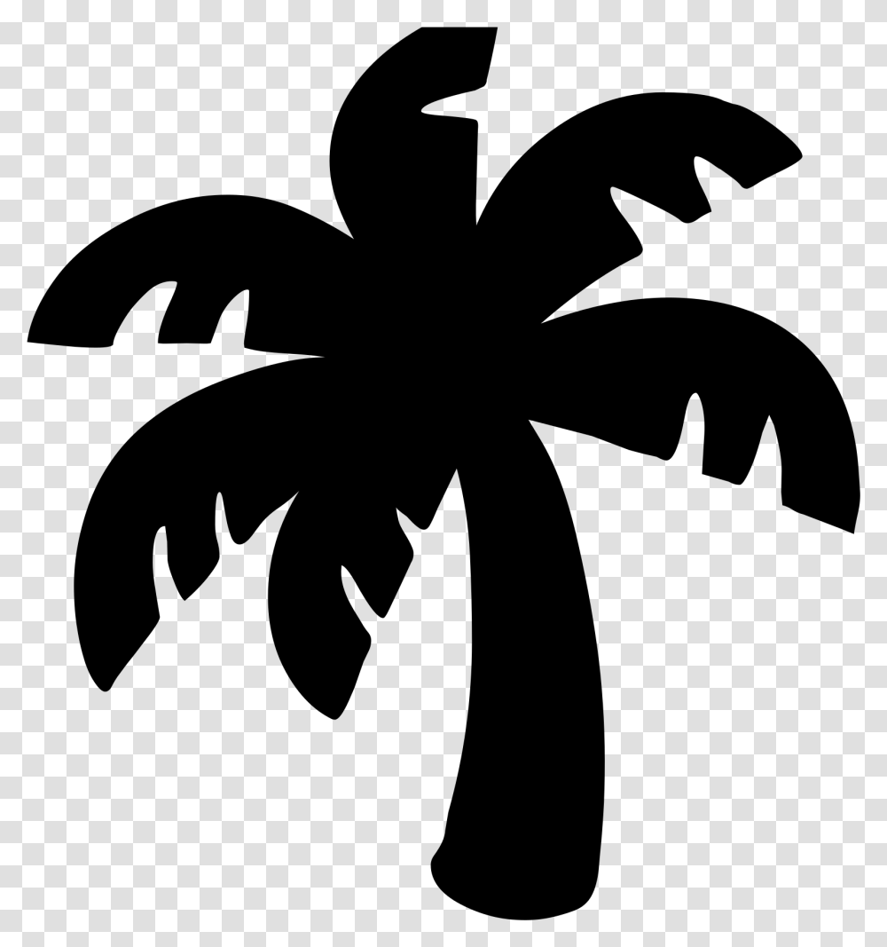 Palm Tree Emoji Black White Palm Tree Emoji, Gray Transparent Png