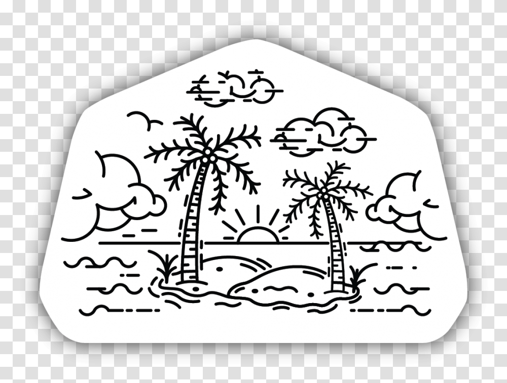 Palm Tree Island Sticker Illustration, Doodle, Drawing, Stencil Transparent Png