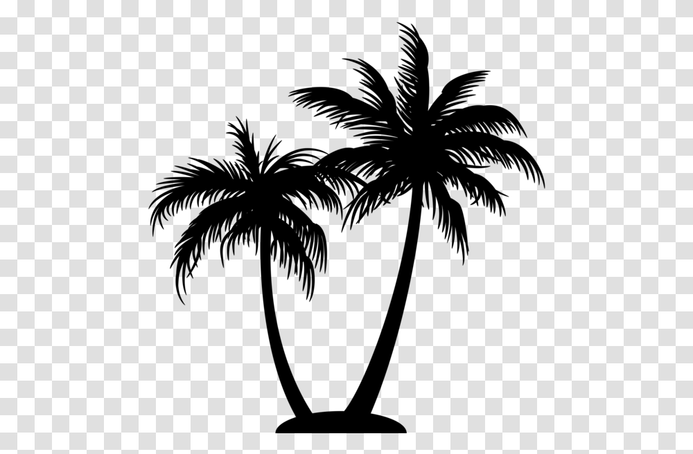 Palm Tree Logo On Black And White Coconut Tree Silhouette, Gray, World Of Warcraft Transparent Png