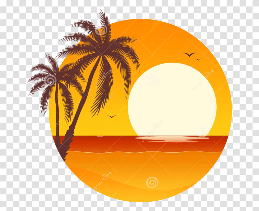 Palm Tree Sunset, Plant, Outdoors, Nature, Fruit Transparent Png
