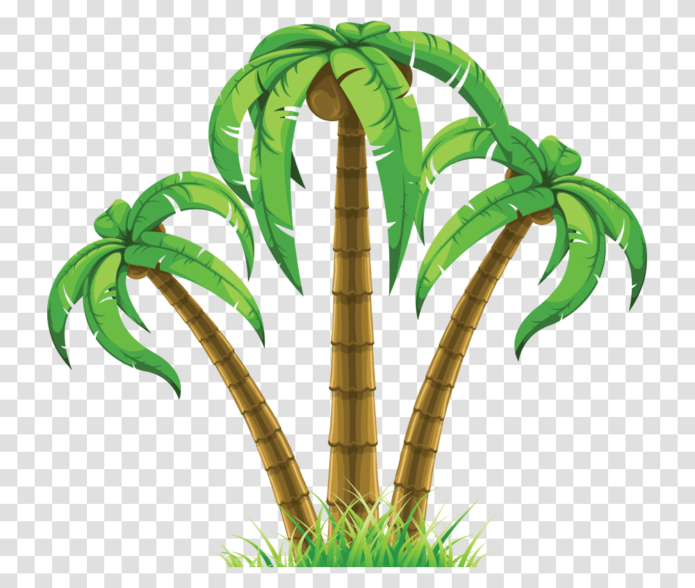 Palm Tree Vector Art Free Three Palms, Plant, Vegetation, Cactus, Green Transparent Png