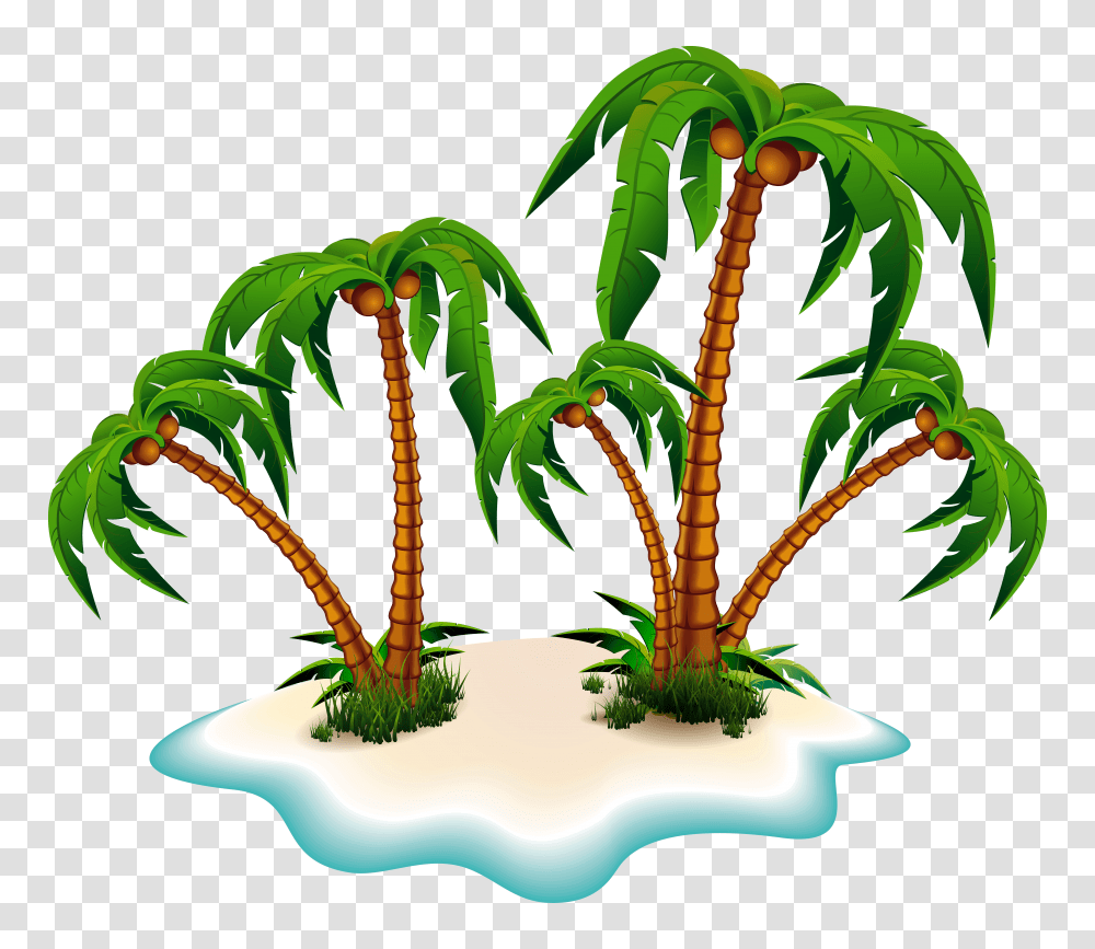 Palm Trees And Island Clipart Transparent Png