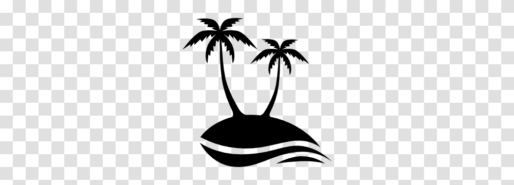 Palm Trees Beach Scene Sticker, Plant, Arecaceae, Silhouette, Stencil Transparent Png