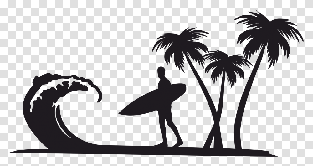 Palm Trees Clip Art Surfer Silhouette, Dance, Bird, Animal, Sport Transparent Png