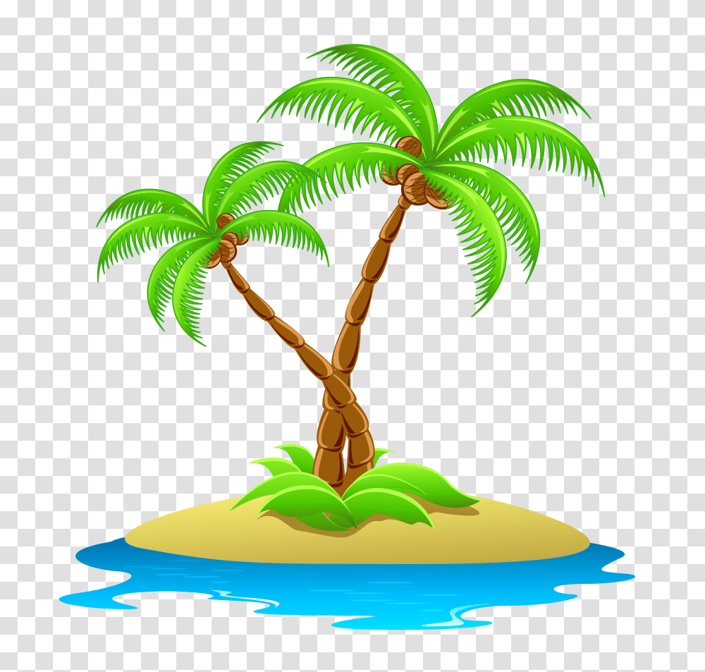 Palm Trees Clipart Palm Tree Island Clip Art, Plant, Arecaceae, Leaf Transparent Png