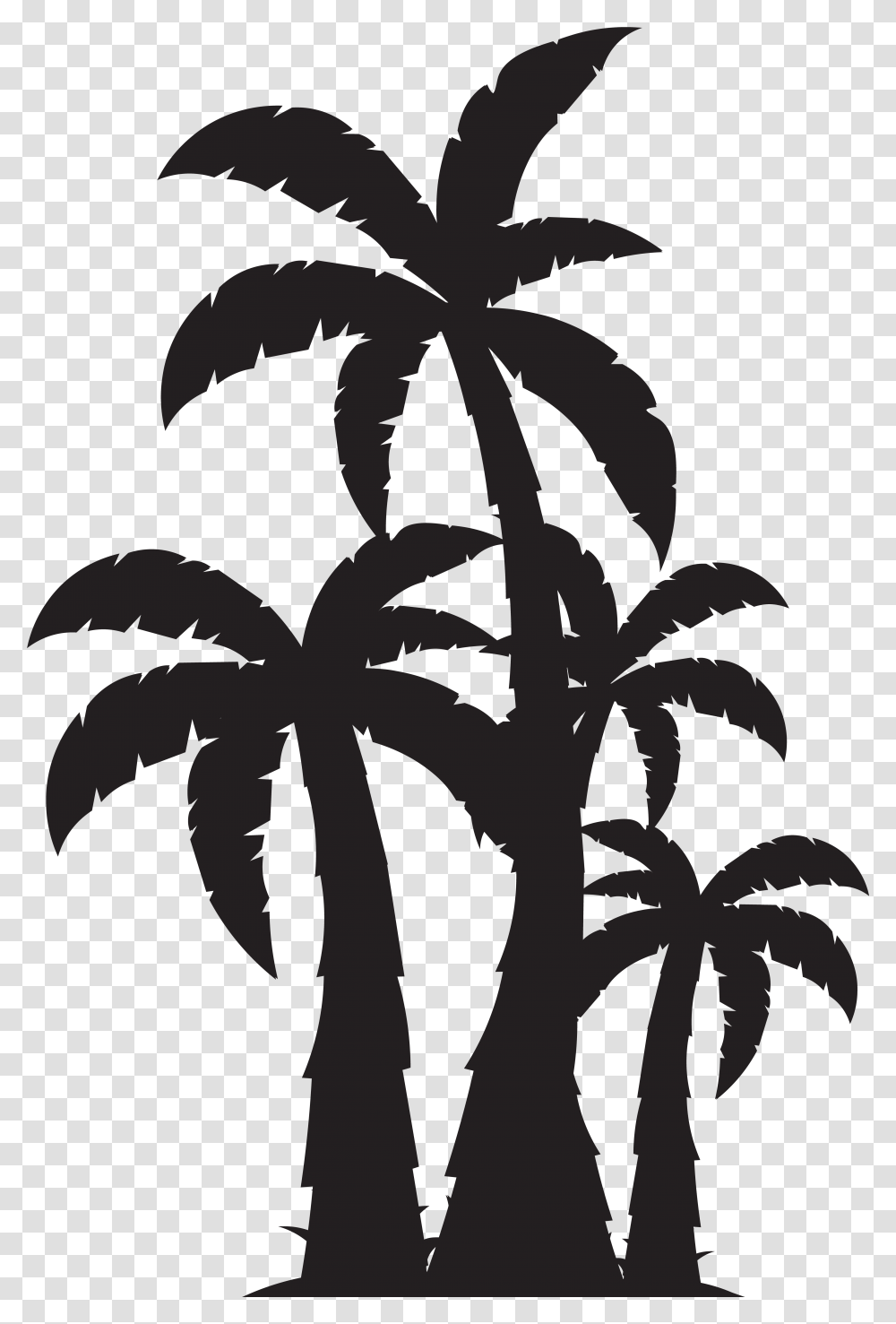 Palm Trees Silhouette At Getdrawings, Plant, Stencil, Leaf Transparent Png