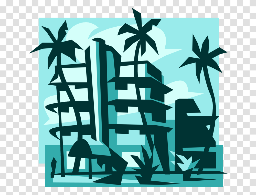 Palm Trees Vector Example Of Traditional Wisdom Resort Clipart Black And White, Graphics, Plant, Text, Symbol Transparent Png