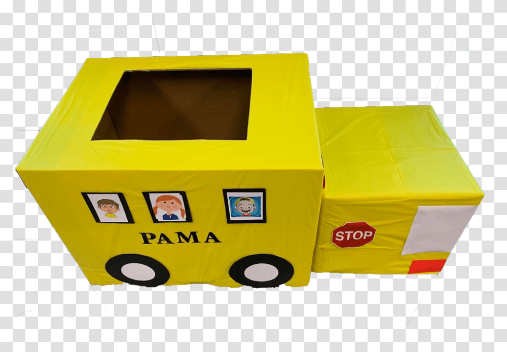 Pama Bus Back 2 School Supply Drive Toy, Cardboard, Tire, Carton, Box Transparent Png