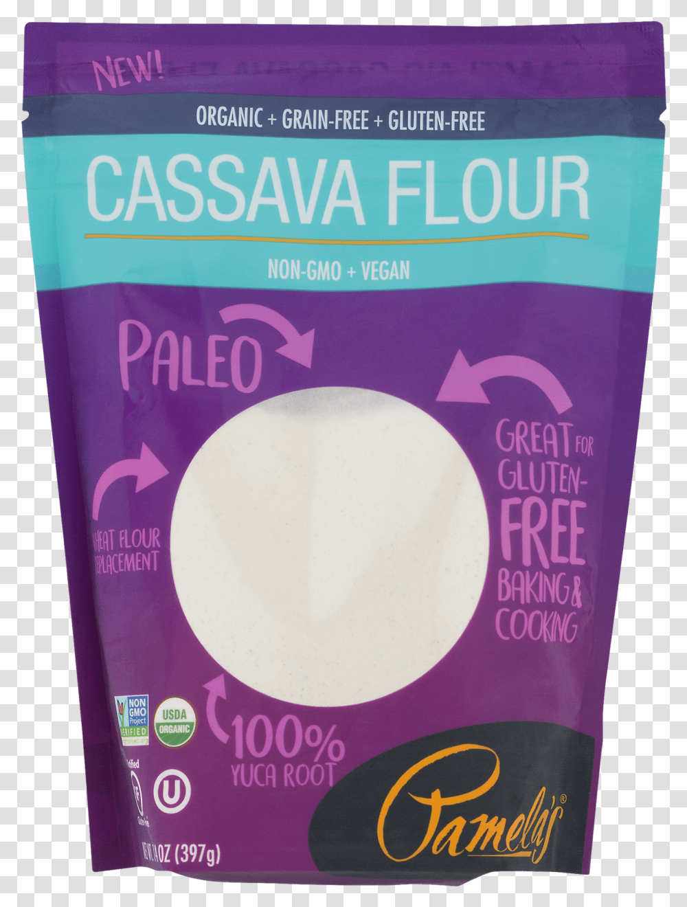 Pamelas Cassava Flour, Food, Plant, Label, Advertisement Transparent Png