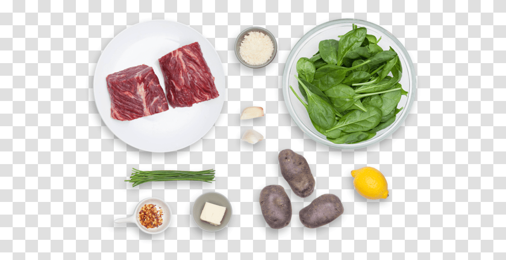 Pan Seared Steaks With Creamed, Spinach, Vegetable, Plant, Food Transparent Png