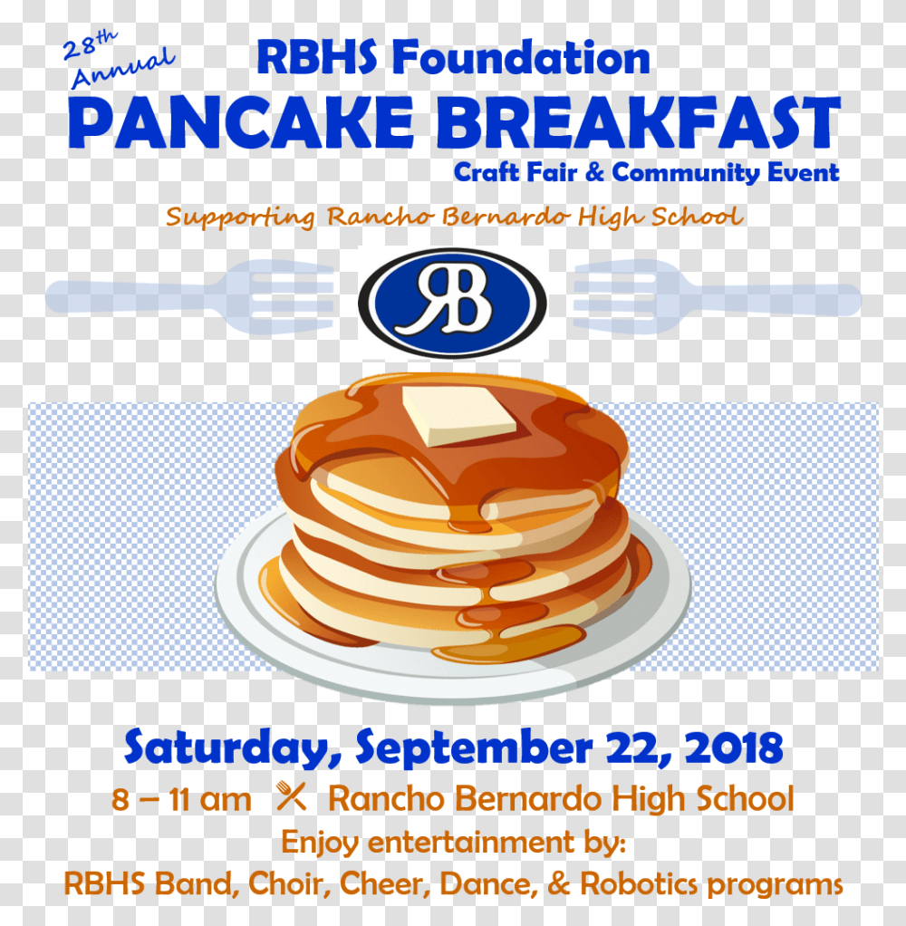 Pancake Breakfast Flyer Image Rancho Bernardo High School, Bread, Food, Poster, Paper Transparent Png